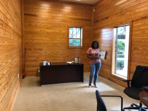 Sharde Nix at the old "sales center" in Tidewater