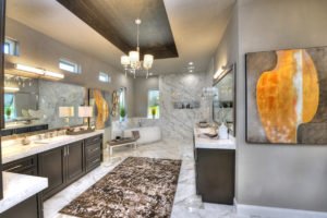 Walk-in shower with free standing tub