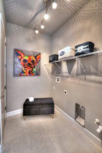 Track lighting in utility room