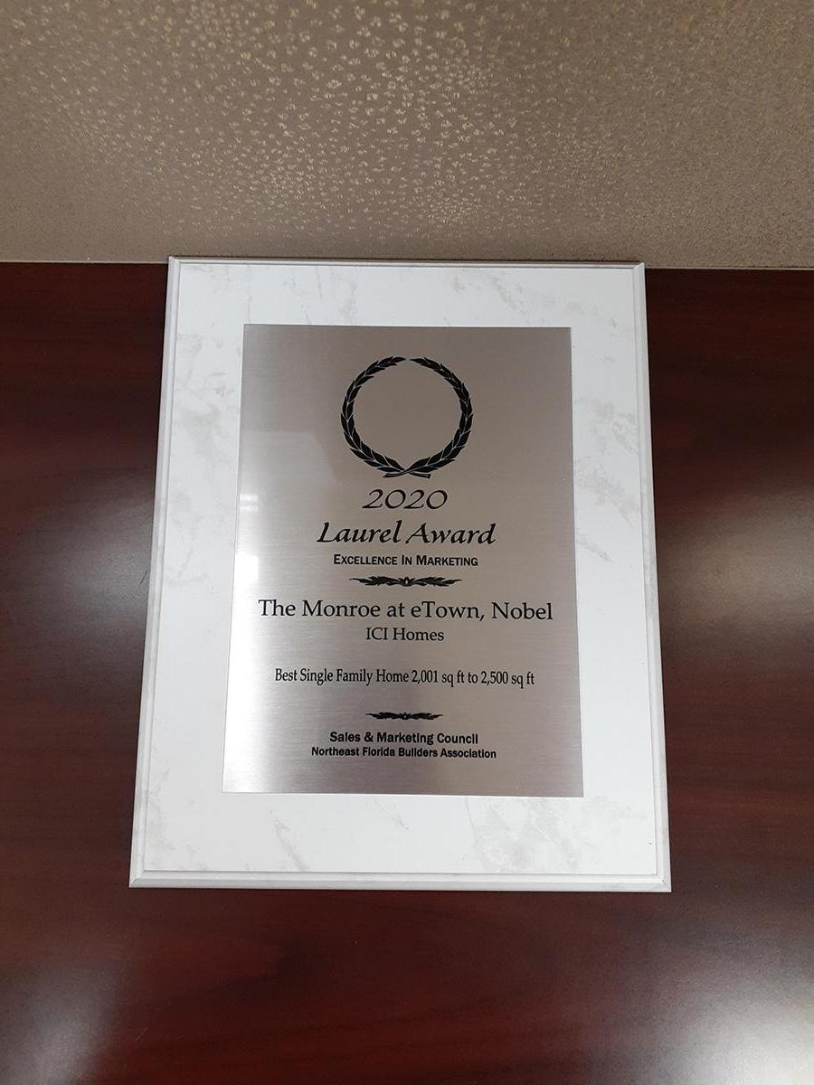 Award for the Monroe at eTown - Best Single Family Home 2,001 – 2,500 SF